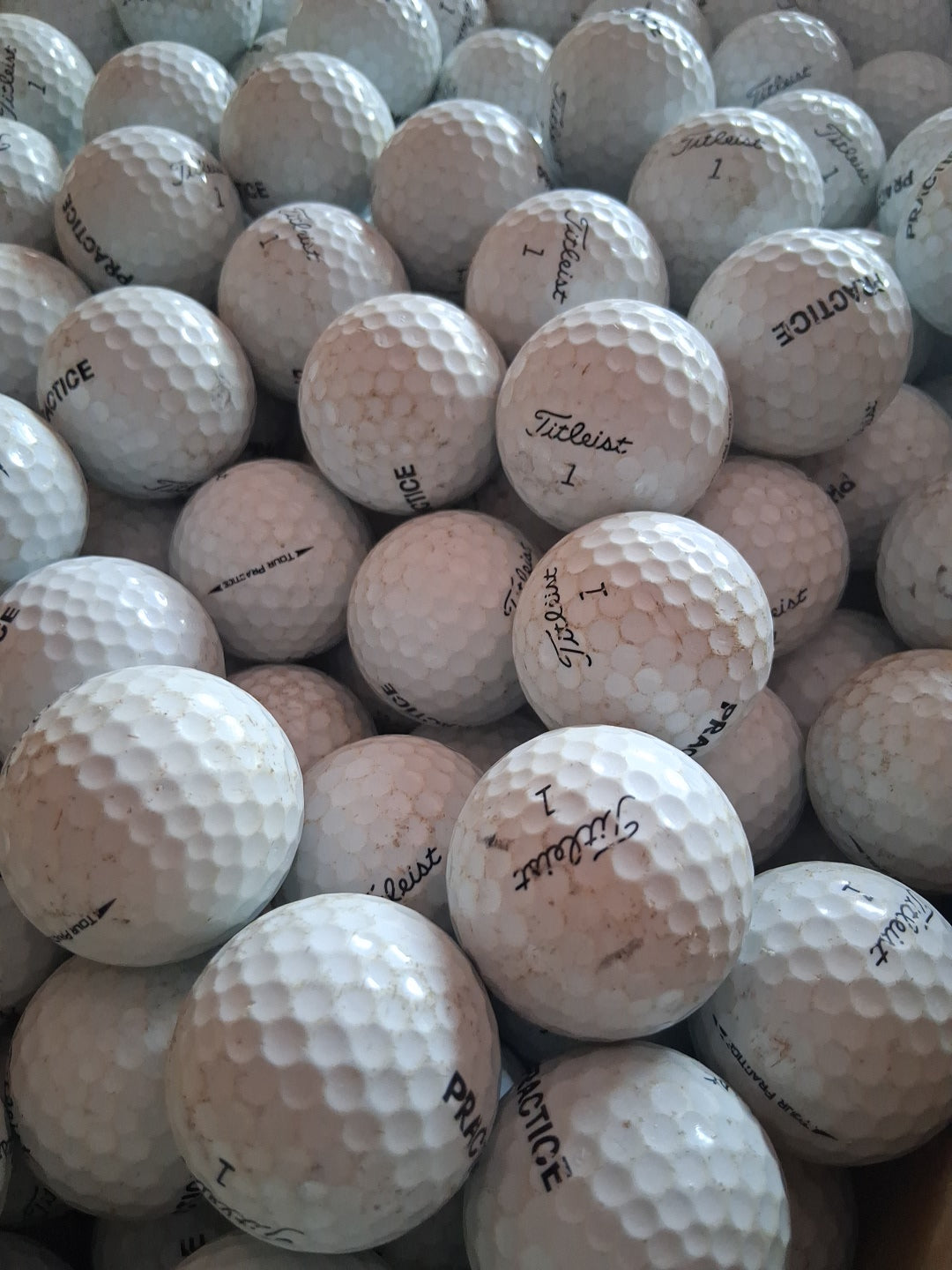 Used Titleist Tour practice balls